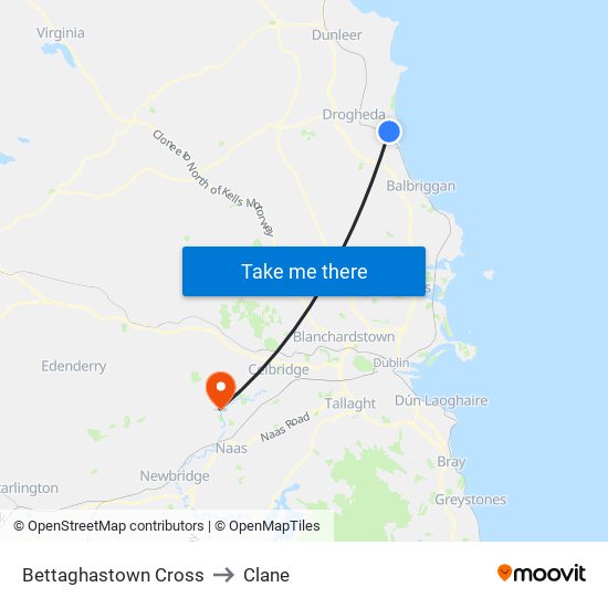 Bettaghastown Cross to Clane map