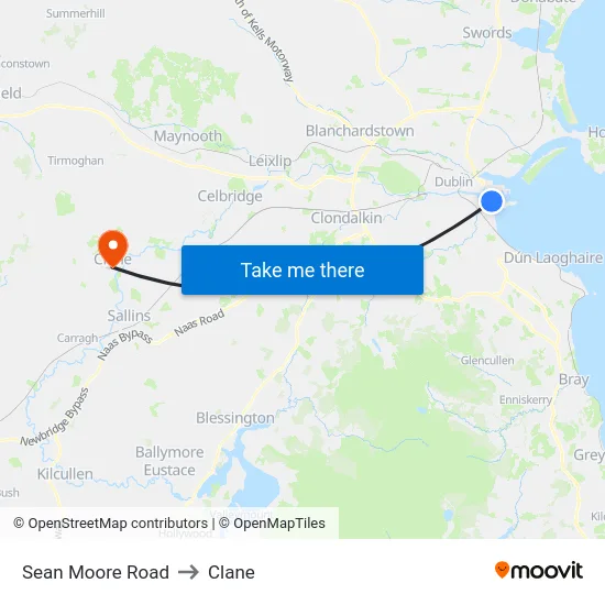 Sean Moore Road to Clane map