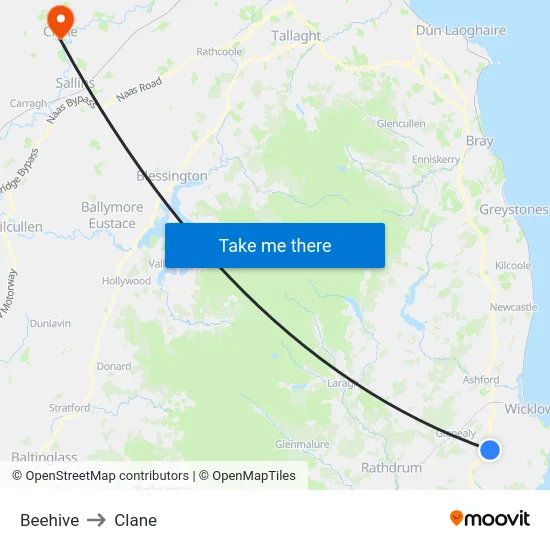 Beehive to Clane map