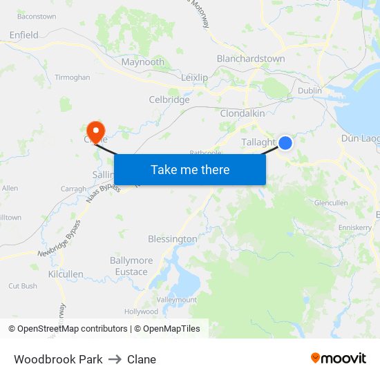 Woodbrook Park to Clane map