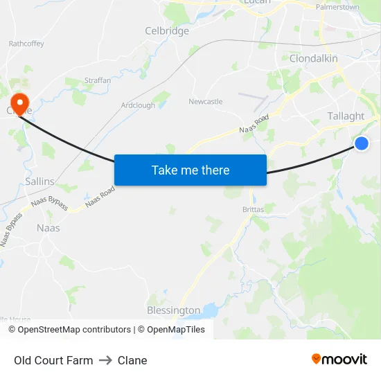 Old Court Farm to Clane map