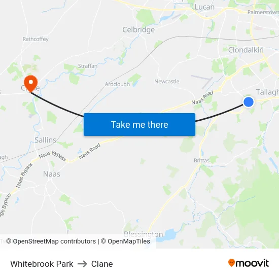 Whitebrook Park to Clane map