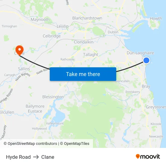 Hyde Road to Clane map