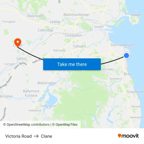 Victoria Road to Clane map