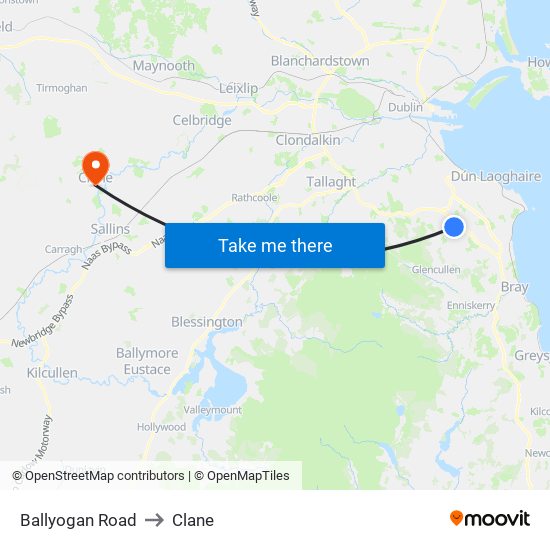 Ballyogan Road to Clane map