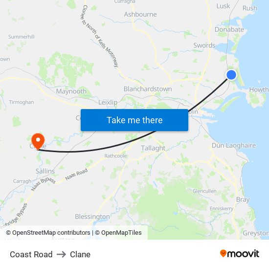 Coast Road to Clane map