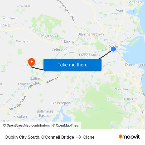 Dublin City South, O'Connell Bridge to Clane map