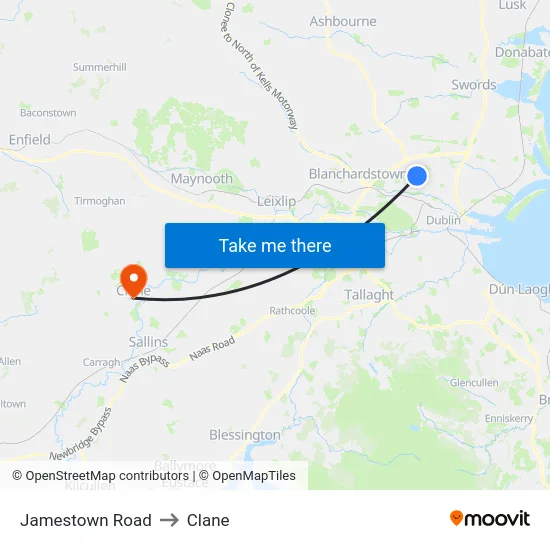 Jamestown Road to Clane map
