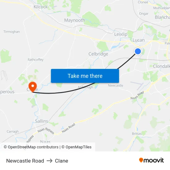 Newcastle Road to Clane map
