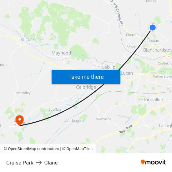 Cruise Park to Clane map