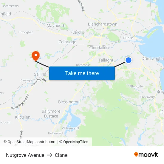 Nutgrove Avenue to Clane map