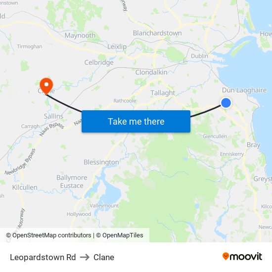 Leopardstown Rd to Clane map