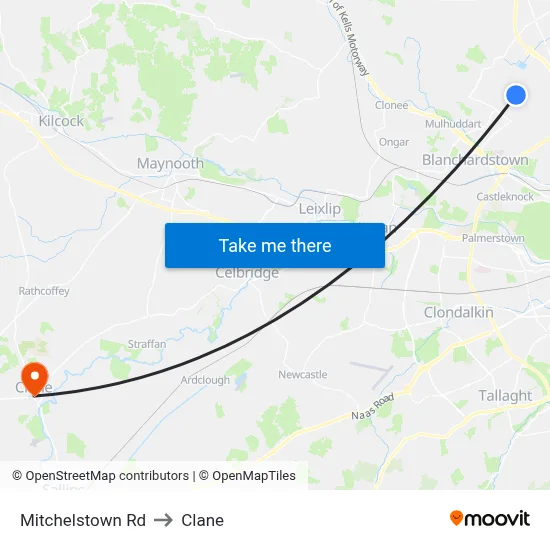 Mitchelstown Rd to Clane map