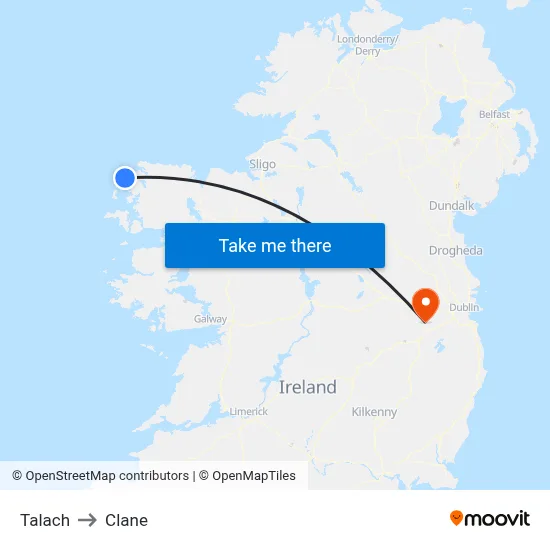 Talach to Clane map