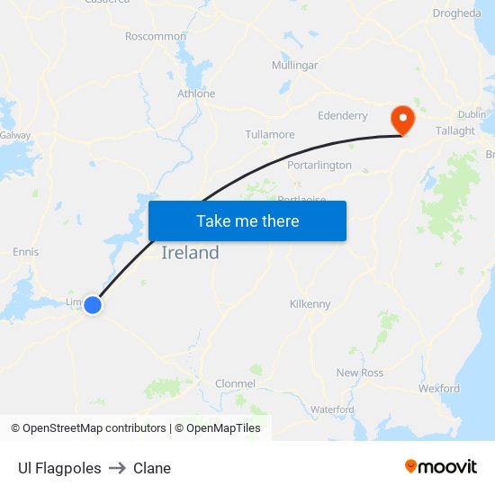 Ul Flagpoles to Clane map