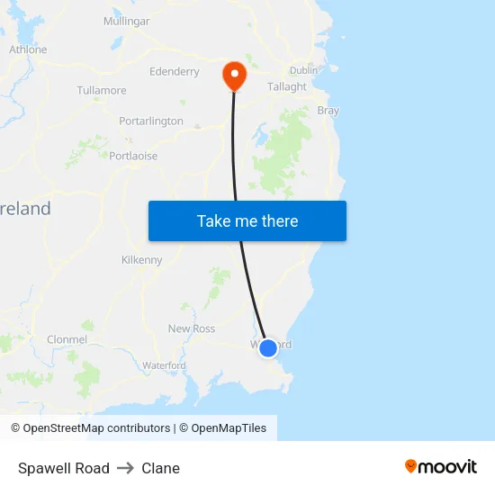 Spawell Road to Clane map