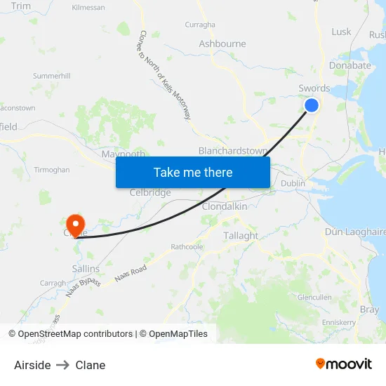 Airside to Clane map