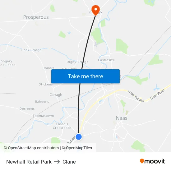 Newhall Retail Park to Clane map