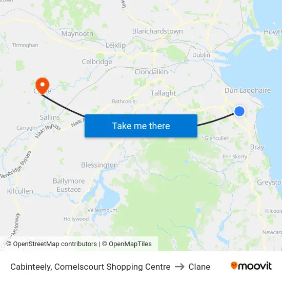 Cabinteely, Cornelscourt Shopping Centre to Clane map