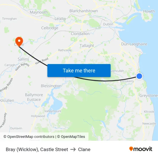 Bray (Wicklow), Castle Street to Clane map