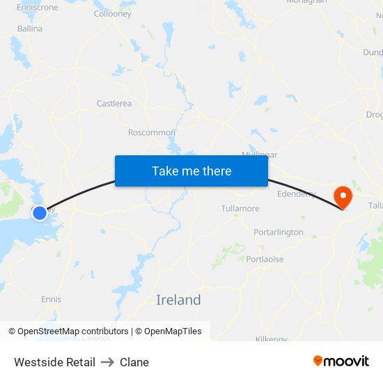 Westside Retail to Clane map