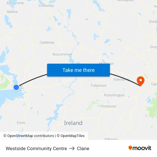 Westside Community Centre to Clane map