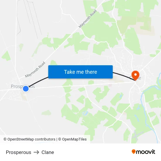 Prosperous to Clane map