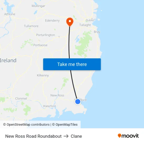 New Ross Road Roundabout to Clane map