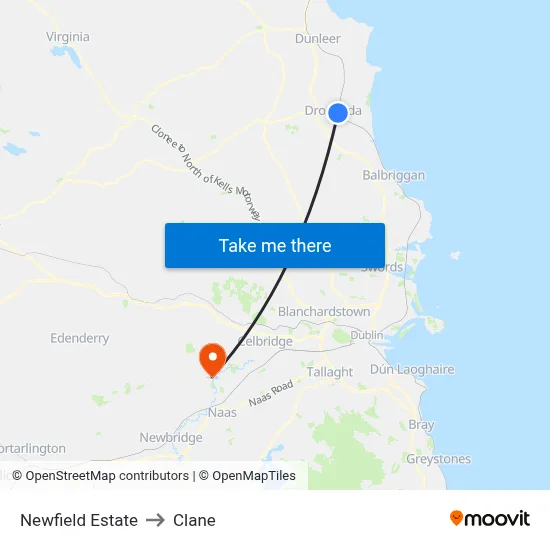 Newfield Estate to Clane map