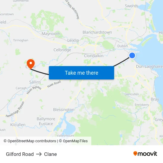 Gilford Road to Clane map