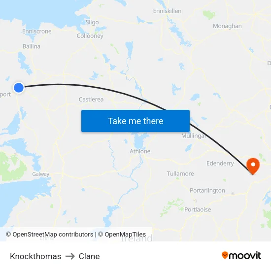 Knockthomas to Clane map