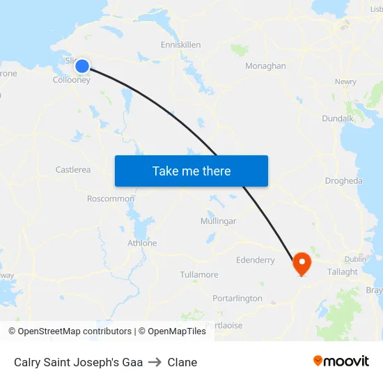 Calry Saint Joseph's Gaa to Clane map