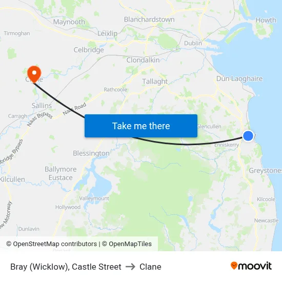 Bray (Wicklow), Castle Street to Clane map