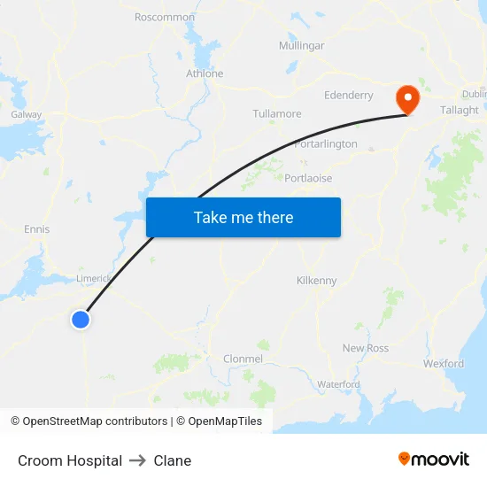 Croom Hospital to Clane map