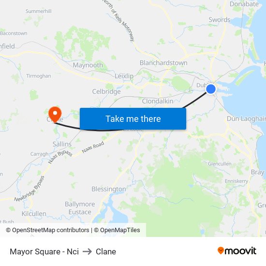 Mayor Square - Nci to Clane map