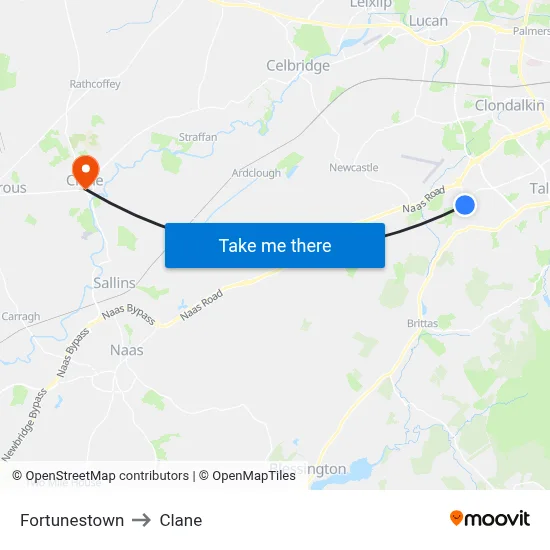 Fortunestown to Clane map