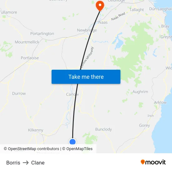 Borris to Clane map