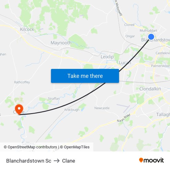 Blanchardstown Sc to Clane map