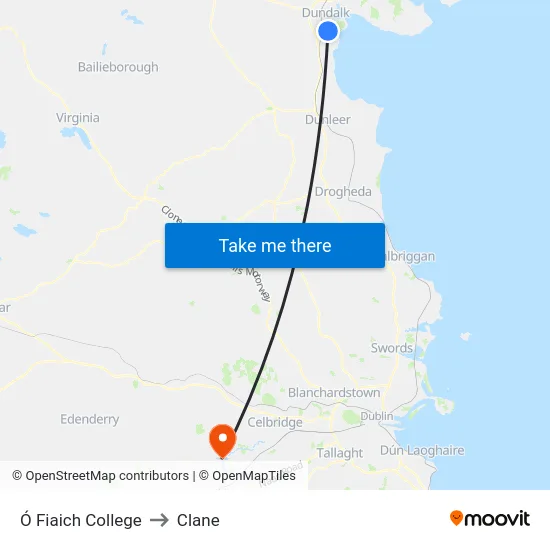 Ó Fiaich College to Clane map