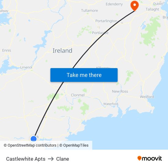 Castlewhite Apts to Clane map