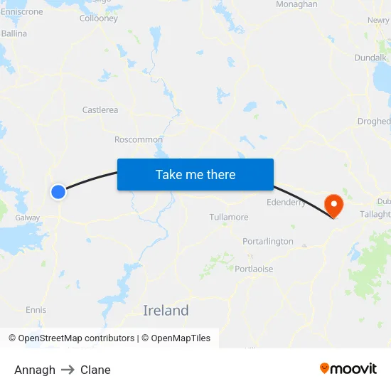 Annagh to Clane map