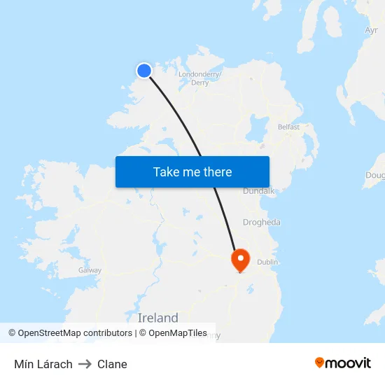 Mín Lárach to Clane map