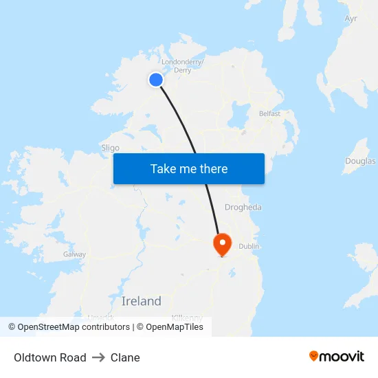 Oldtown Road to Clane map