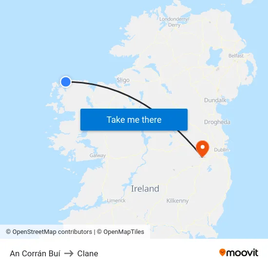 An Corrán Buí to Clane map