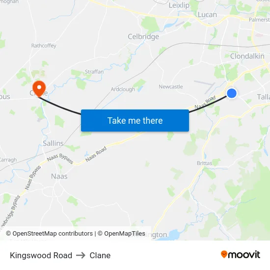 Kingswood Road to Clane map