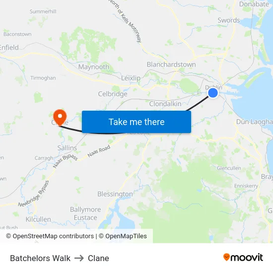 Batchelors Walk to Clane map