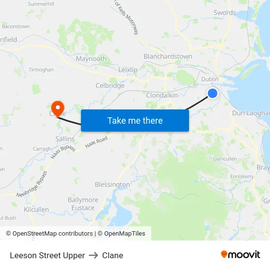 Leeson Street Upper to Clane map
