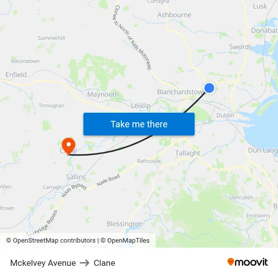 Mckelvey Avenue to Clane map