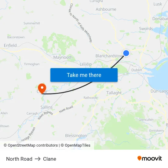 North Road to Clane map