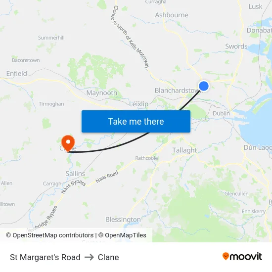 St Margaret's Road to Clane map